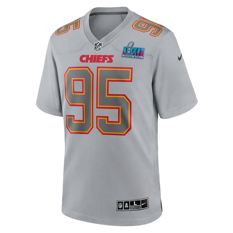 Chris Jones Kansas City Chiefs Super Bowl LVII Patch Atmosphere Fashion Game Jersey - Gray