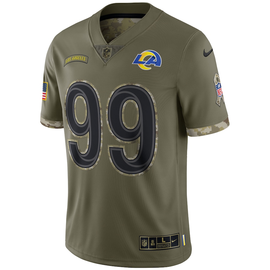 Aaron Donald Los Angeles Rams 2022 Salute To Service Limited Jersey - Olive