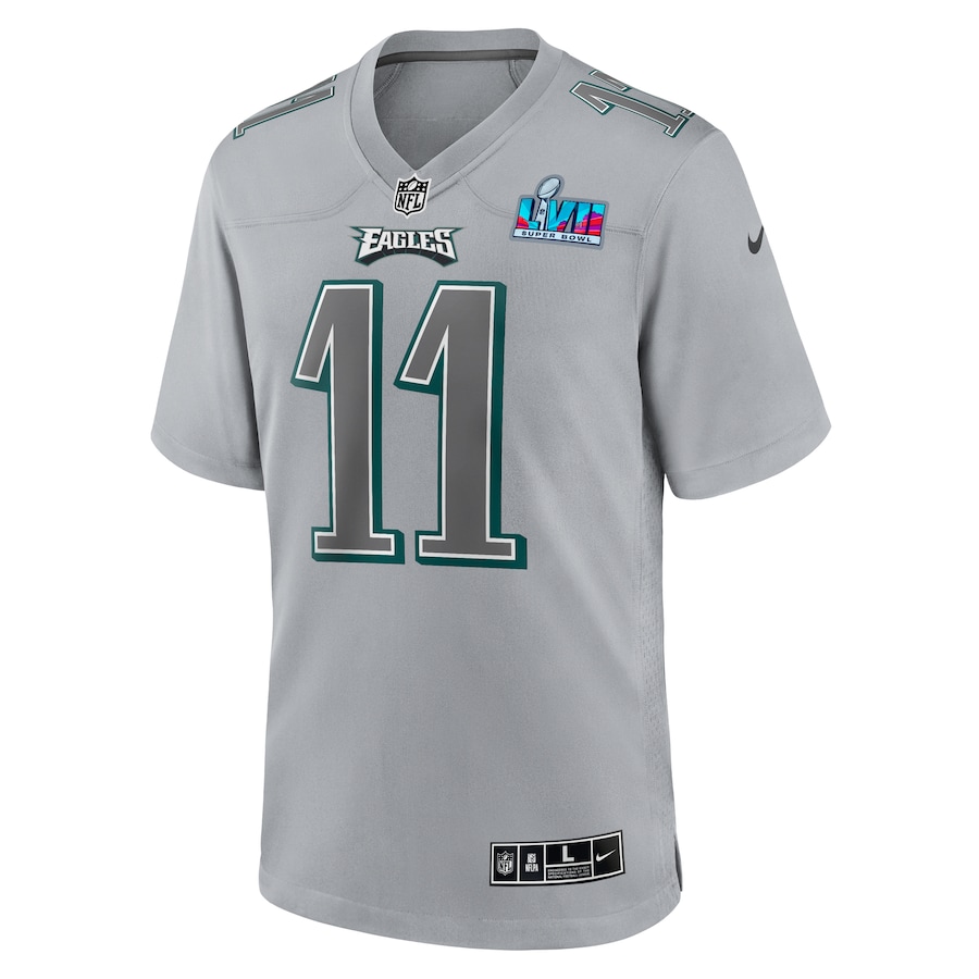 A.J. Brown Philadelphia Eagles Super Bowl LVII Patch Atmosphere Fashion Game Jersey - Gray