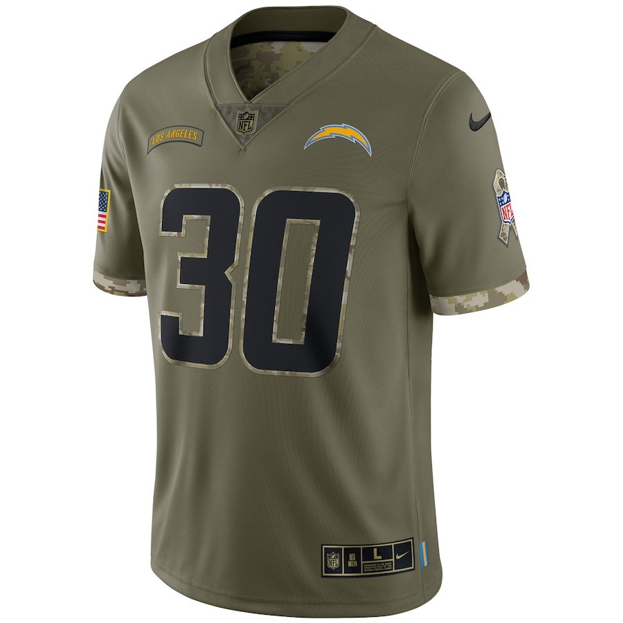 Austin Ekeler Los Angeles Chargers 2022 Salute To Service Limited Jersey - Olive