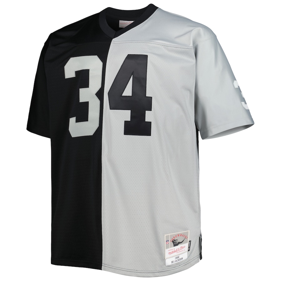 Bo Jackson Las Vegas Raiders Big & Tall Split Legacy Retired Player Replica Jersey - Black/Silver